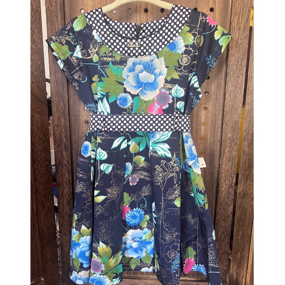 Lilax Floral and Polka Dot Print Girls Fit and Flare Dress Size 5 Years